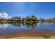 Scenic view of a tranquil pond reflecting the clear blue sky and surrounding greenery at 8969 Mondial Ct, Venice, FL 34293