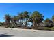 Entrance to Venice Beach with palm trees, lush landscaping, and clear blue skies above the coastal community at 902 Gibbs Rd # 181, Venice, FL 34285