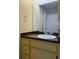 Bathroom with a single sink, a large mirror, and white drawers at 1190 Longfellow Way # 135C, Sarasota, FL 34243