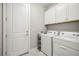 Well-equipped laundry room with appliances, storage cabinets, and a convenient folding area at 13867 Vadini St, Venice, FL 34293