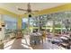 Bright sunroom featuring large windows, tile floor and comfortable seating. A perfect place to relax at 161 Valencia Lakes Dr, Venice, FL 34292