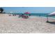 Sandy beach with colorful umbrellas and people enjoying the water and sun at 29692 Niagara Ct, Englewood, FL 34223