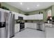 Well-lit kitchen featuring stainless steel appliances, white cabinets, and a green wall at 4301 Whispering Oaks Dr, North Port, FL 34287