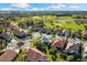 Wide aerial shot of homes nestled near a golf course and waterways with a clear sky overhead at 5106 Pine Shadow Ln, North Port, FL 34287