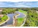 Scenic aerial view of a golf course with ponds and lush landscaping in a beautiful community at 5109 Pine Shadow Ln, North Port, FL 34287