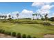 Beautiful golf course featuring lush green grass, a manicured green, and swaying palm trees under a bright sky at 5109 Pine Shadow Ln, North Port, FL 34287