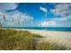 Beach view framed by tall beach grass overlooking the beach and ocean under a blue sky at 651 Percheron Cir, Nokomis, FL 34275
