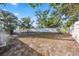 Expansive backyard with a sturdy white fence, offering privacy and plenty of room for activities at 742 Golf Dr, Venice, FL 34285