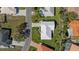 An aerial view showcasing the location in a neighborhood with mature trees and manicured lawns at 111 2Nd St, Nokomis, FL 34275