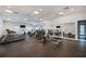 Well-equipped gym featuring treadmills, bikes, weights, and a mirrored wall at 11415 Fort Lauderdale Pl, Venice, FL 34293