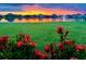 Scenic view of a lake with a fountain, flowering bushes and neighborhood houses at 12637 Promenade Estates Blvd, Sarasota, FL 34238