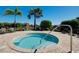 Relaxing community spa with clear water, seating, and lush landscaping under a bright blue sky at 13652 Classico Ct, Venice, FL 34293