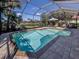This screened pool offers lounge chairs and tropical landscaping with views of a lake at 162 Treviso Ct, North Venice, FL 34275
