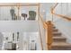 Carpeted stairway with white railings, connecting the main level to the upper floor at 17449 Luminous Ave, Venice, FL 34293
