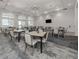 A multipurpose room or gathering space features many tables and chairs under modern chandeliers at 29176 Coral Harbour Dr, Englewood, FL 34223