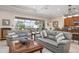 Comfortable living area with a large sliding glass door to the patio, stylish furniture, and an open layout with the kitchen at 297 Martellago Dr, North Venice, FL 34275