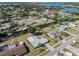 Neighborhood aerial view showing waterfront homes along winding canals and a waterway at 506 Buena Vista Dr, Nokomis, FL 34275