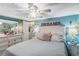 Cozy bedroom featuring blue accent walls, a comfortable bed, and ample natural light at 508 Blackburn Blvd, North Port, FL 34287