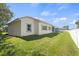 Well-maintained backyard featuring lush green grass and partial view of the home's screened-in porch at 8603 46Th Avenue W Cir, Bradenton, FL 34210