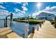 Relaxing view from dock with bench, overlooking the water towards the beautiful home at 9061 Kellogg Ln, Venice, FL 34293