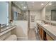 Bathroom featuring glass-enclosed shower, sleek vanity, and a modern design at 700 Golden Beach Blvd # 224, Venice, FL 34285