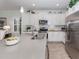 Updated kitchen with stainless steel appliances, sleek white cabinetry, and pendant lighting at 11575 Okaloosa Dr, Venice, FL 34293