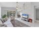 Bright and airy living room with sliding glass doors, comfortable seating, and a view into the dining area at 4433 Corso Venetia Blvd # C18, Venice, FL 34293
