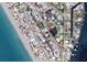 Aerial shot of a house near a coastline with nearby homes, trees, and roadways at 1170 Little Ct, Englewood, FL 34223