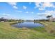 Scenic lake view with palm trees and blue sky, surrounded by manicured lawns and community homes at 12127 Granite Woods Loop, Venice, FL 34292
