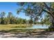 Scenic view of a serene pond surrounded by trees and green grass in a tranquil setting at 16848 Cayo Key Dr, Port Charlotte, FL 33953