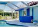 Screened in pool area with beautiful bar and plenty of seating for entertaining at 1886 Killdeer Ct, Venice, FL 34293
