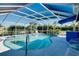 This screened pool features a bar and ample space for lounge chairs at 1886 Killdeer Ct, Venice, FL 34293