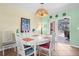Lovely dining area with stylish accents and a clear view of the screened-in patio at 201 Cavallini Dr, Nokomis, FL 34275