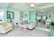 Inviting living room with comfortable seating and sliding doors to the screened-in lanai at 483 Circlewood Dr # O14, Venice, FL 34293