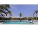 Picturesque community pool surrounded by lush greenery, palm trees, and comfortable lounge chairs at 503 Clubside Cir # 47, Venice, FL 34293