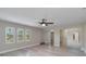 Bright bedroom with plenty of light, wood floors, a ceiling fan and a mirrored closet at 524 Lyons Bay Rd, Nokomis, FL 34275