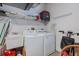 Functional laundry room with utility sink, washer, dryer, and storage shelves at 915 Tartan Dr # 29, Venice, FL 34293