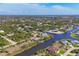 Vast aerial perspective showing canals, waterways and homes in the residential neighborhood at 10139 Kansas City St, Port Charlotte, FL 33981