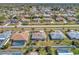 Aerial view featuring a neighborhood with mature trees, pools and well-kept landscaping at 1048 Ulrey Ln, Englewood, FL 34223