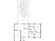 A home floor plan featuring a garage, kitchen, living room, bedrooms, and backyard swimming pool at 2102 Alaric St, Port Charlotte, FL 33952