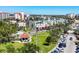 Scenic aerial view of a charming downtown area with parks, buildings, and lush greenery at 238 Tampa W Ave # 217, Venice, FL 34285