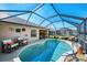 Inviting pool area within a screened enclosure, perfect for relaxing and enjoying the outdoors at 3459 Lakewood Blvd, North Port, FL 34287