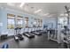 Gym showcases treadmills, weights, and various equipment in a spacious, well-lit area with floor-to-ceiling windows at 11655 Renaissance Blvd, Venice, FL 34293
