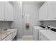 Bright laundry room equipped with washer, dryer, sink, and cabinets at 13032 Oriago St, Venice, FL 34293