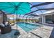 Relax by the pool under the covered lanai with comfortable seating and a serene backyard view at 226 W Pine Valley Ln, Rotonda West, FL 33947