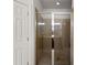 Walk-in tiled shower with glass doors, offering a modern and sleek design at 371 Capulet Dr, Venice, FL 34292