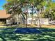 Community basketball court with green surface and basketball hoop nestled among trees, inviting outdoor play at 589 Rose Apple Circle, Port Charlotte, FL 33954