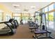 Bright gym space with large windows, ceiling fans, mirrors, and a variety of exercise equipment at 8403 Placida Rd # 205, Placida, FL 33946