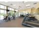 Bright gym space with large windows, ceiling fans, mirrors, and a variety of exercise equipment at 8403 Placida Rd # 205, Placida, FL 33946