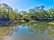 Scenic aerial shot of tranquil pond, lush greenery and waterfront living at 8902 Tropicaire Blvd, North Port, FL 34291